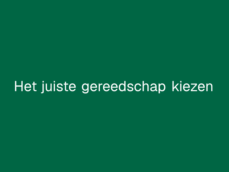 Het juiste gereedschap kiezen